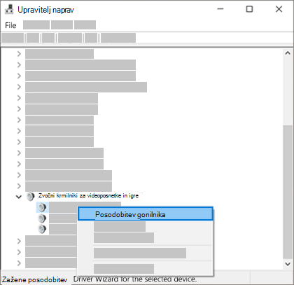 Z desno tipko miške kliknite seznam naprav in izberite »Posodobi gonilnik«