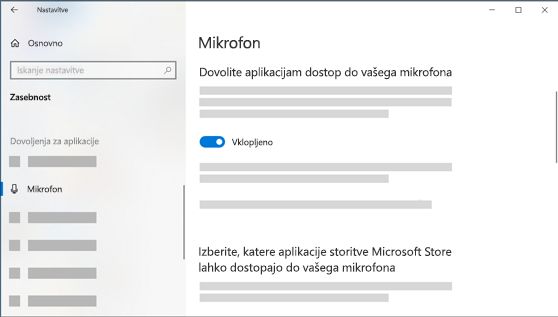 Nastavitve mikrofona