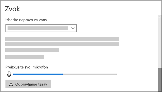 Nastavitve zvoka