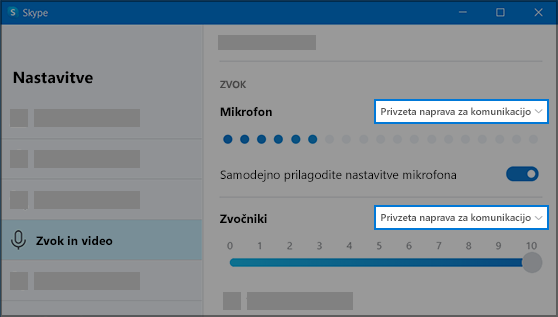Nastavitve za Skype