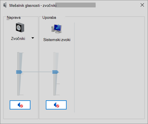 Mešalnik glasnosti z izklopljenimi kontrolniki glasnosti