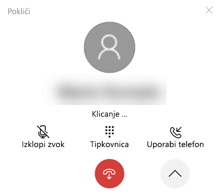 Razširjeno okno klica.