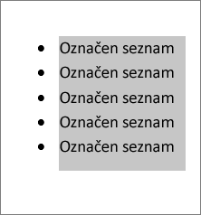 Izbrano besedilo označenega seznama