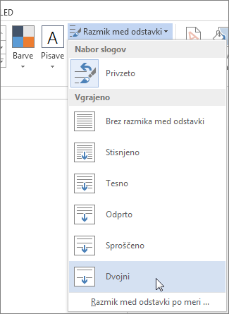 meni »Razmik med odstavki«