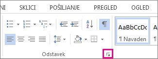 Zaganjalnik pogovornega okna »Odstavek«