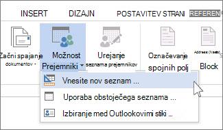 Ukaz »Vnesi nov seznam«