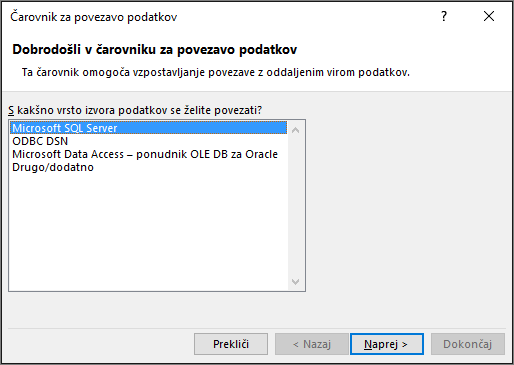 Čarovnik za povezavo podatkov