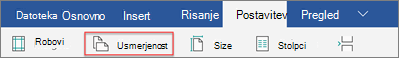 Zavihek »Postavitev«