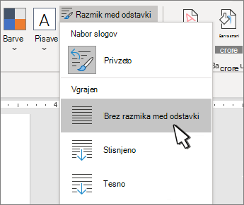 Nastavitev enojnega presledka v dokumentu