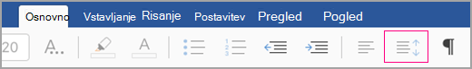 Ikona razmika vrstic v iPadu