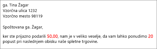 Dokument za spajanje dokumentov, ki prebere vaš prispevek v višini 50,00 in vam ponudi 20-odstotni popust.