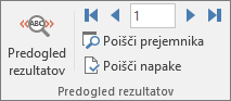 V Wordu na zavihku »Pošiljanje« v skupini »Predogled rezultatov« 