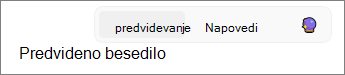 Predvidevanje besedila v Outlooku, aktivirano v sistemu Windows 11.