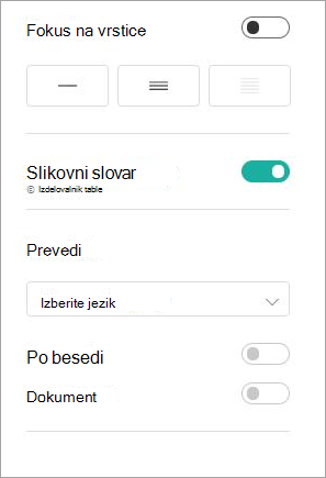 Nastavitve branja