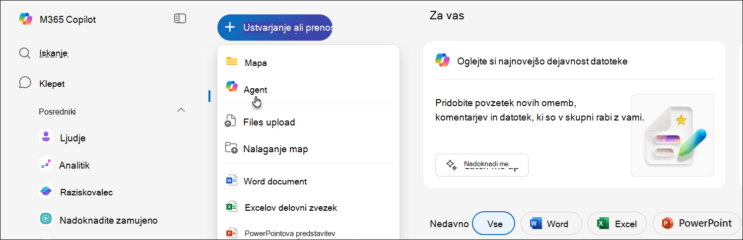 posnetek zaslona ustvarjanja novega posrednika