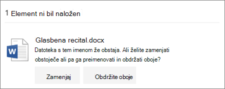 Napaka »Ime datoteke že obstaja« v spletnem uporabniškem vmesniku storitve OneDrive