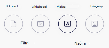Možnosti načina za optično branje slik v storitvi OneDrive za iOS