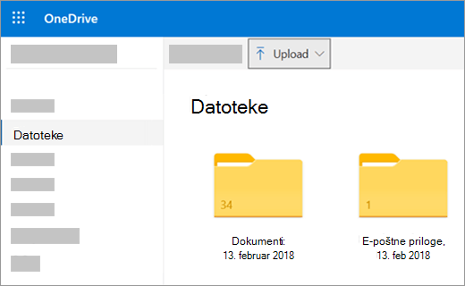 Nalaganje datotek ali slik v storitev OneDrive