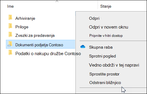OneDrive Odstrani bližnjico v Raziskovalcu