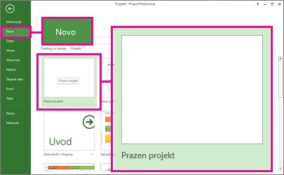 Ustvarite novo sliko gumba praznega projekta