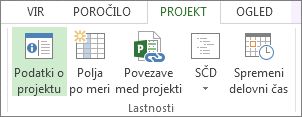 Slika gumba »Podatki o projektu«.