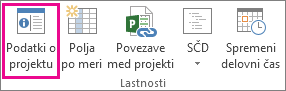 »Informacije o projektu« na zavihku »Projekt«