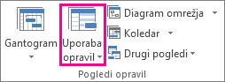Gumb »Uporaba opravil« v meniju »Pogled«