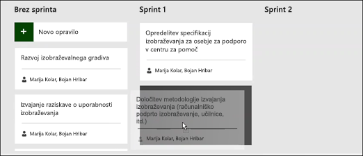 Premikanje opravila v sprint
