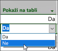 Nastavitev »Pokaži na krovu«