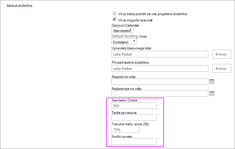Informacije o stroških virov