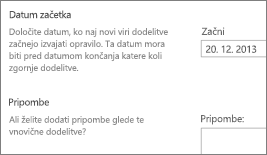 Start Date and Comments