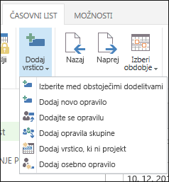 Dodaj vrstico