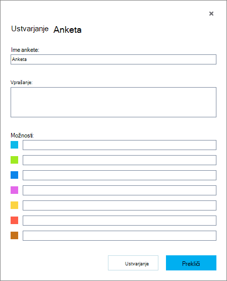 Ustvarjanje strani ankete