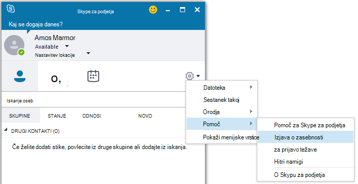 Izberite »Prijavi težavo«