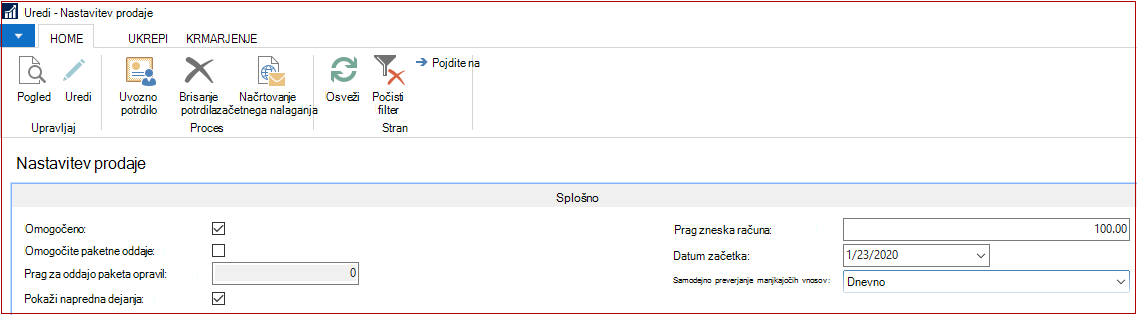 Urejanje nastavitve SII