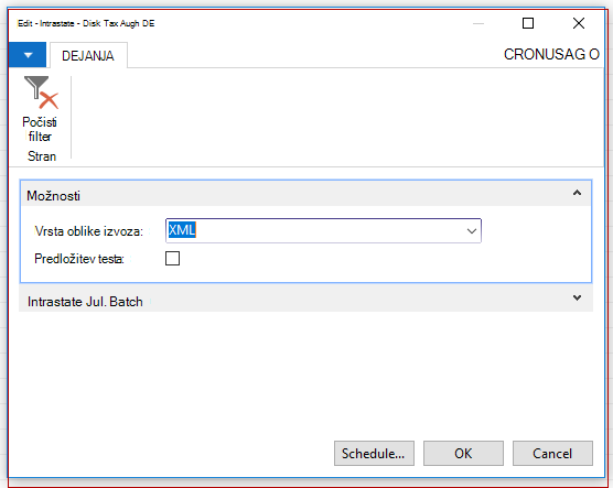 izvajanje funkcije Create File