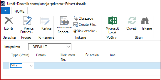 Izvažanje datoteke Intrastat