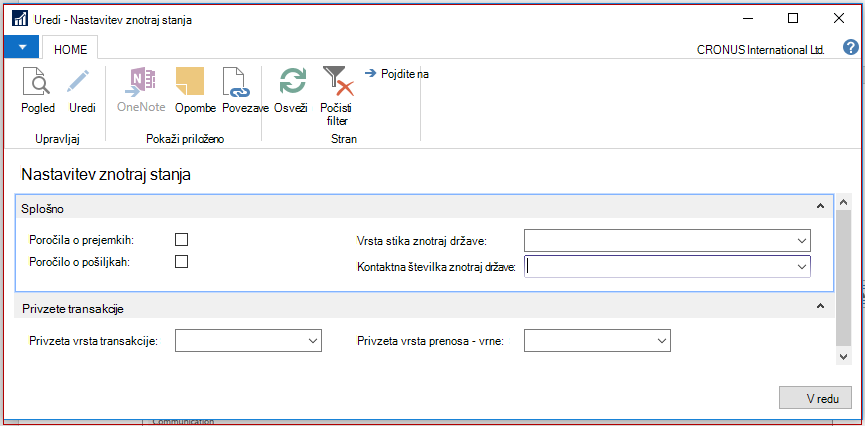 Nastavitev orodja Intrastat