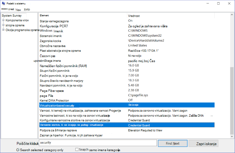 System Info window