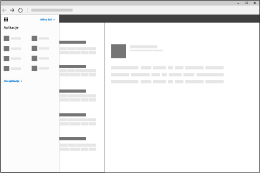 Odpiranje okna brskalnika z zaganjalnikom aplikacij storitve Office 365