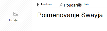 Posnetek zaslona vnosnega polja »Poimenujte svoj Sway«.