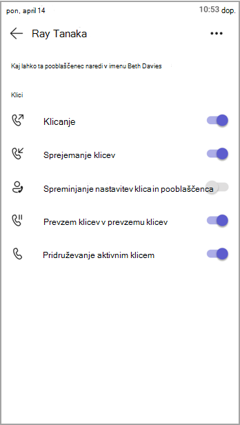 Ogled dovoljenj za pooblaščence.