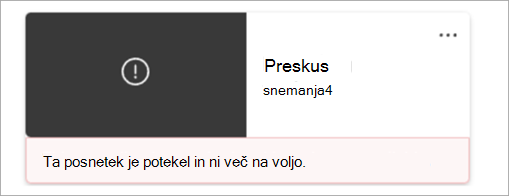 Posnetek zaslona, ki prikazuje snemanje chiclet, ki kaže, da je bil posnetek trajno izbrisan.