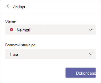 Nastavitev stanja in trajanja