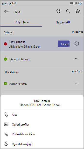 Odprite spodnji meni z možnostmi dovoljenj.