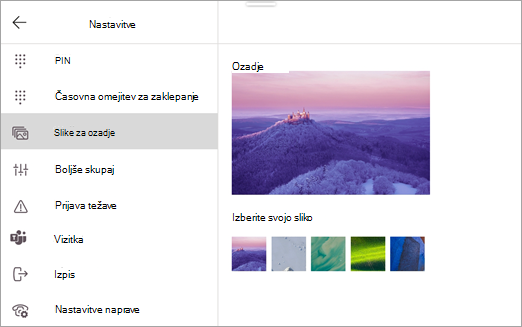 Možnosti slik za ozadje