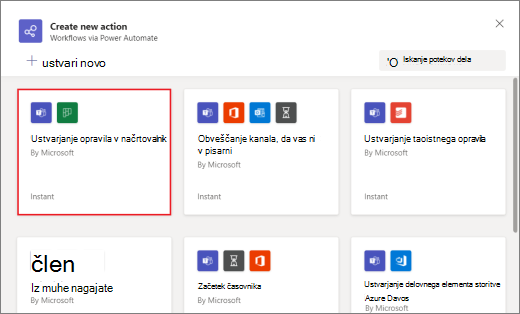 Workflow Create a Planner task selection