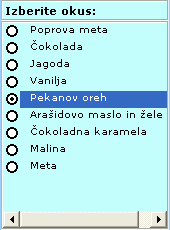 Primer polja s seznamom v kontrolniku ActiveX