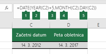 Računanje datuma na podlagi drugega datuma
