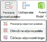 Obkrožanje neveljavnih podatkov na traku